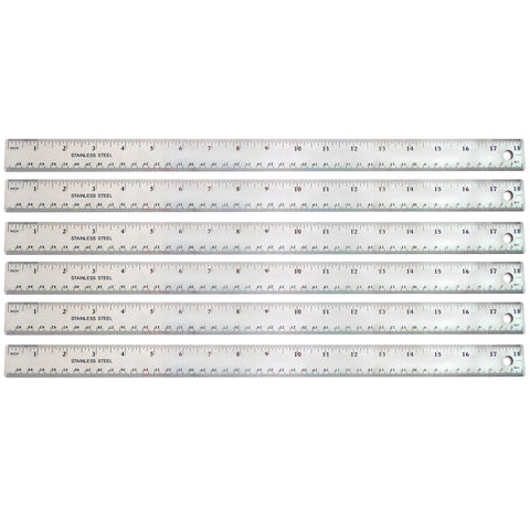 Stainless Steel Ruler, 18", Pack of 6