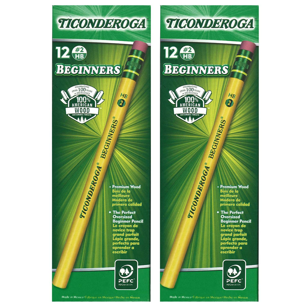 Beginners® Pencils with Eraser, 12 Per Pack, 2 Packs