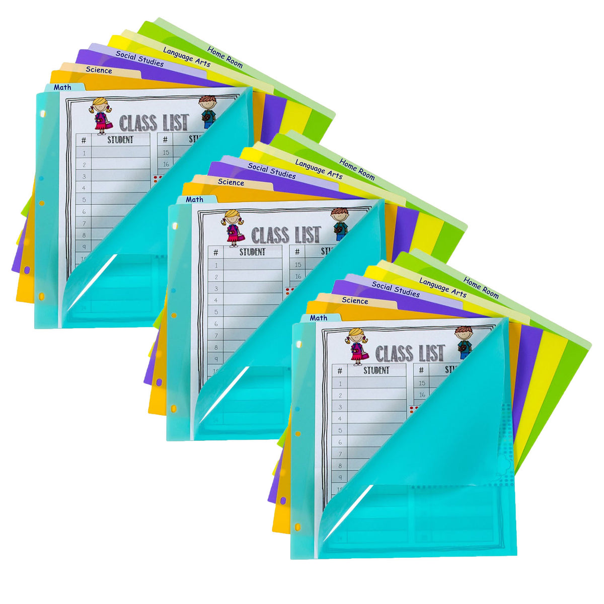 5-Tab Index Dividers with Vertical Tab, Bright Color Assortment, 8-1/2 x 11, 3 Sets