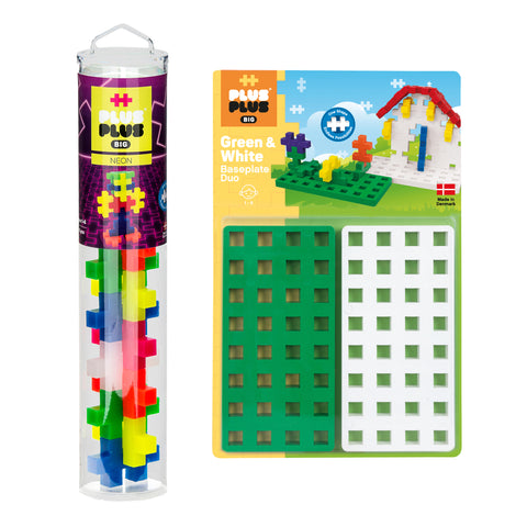 Plus-Plus® BIG 15-Piece Neon Mix Tube & Baseplate Bundle