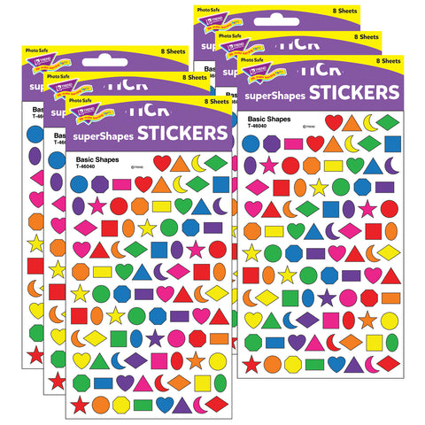 Basic Shapes superShapes Stickers, 800 Per Pack, 6 Packs