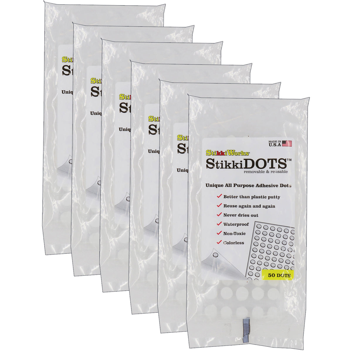 StikkiDOTS™, Adhesive Dots, 50 Per Pack, 6 Packs