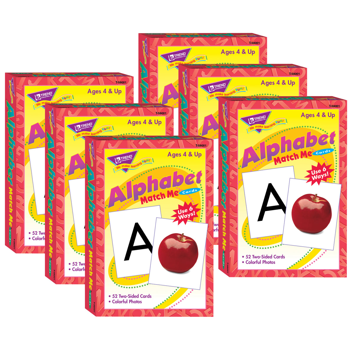 Alphabet Match Me® Cards, 52 Cards Per Set, 6 Sets