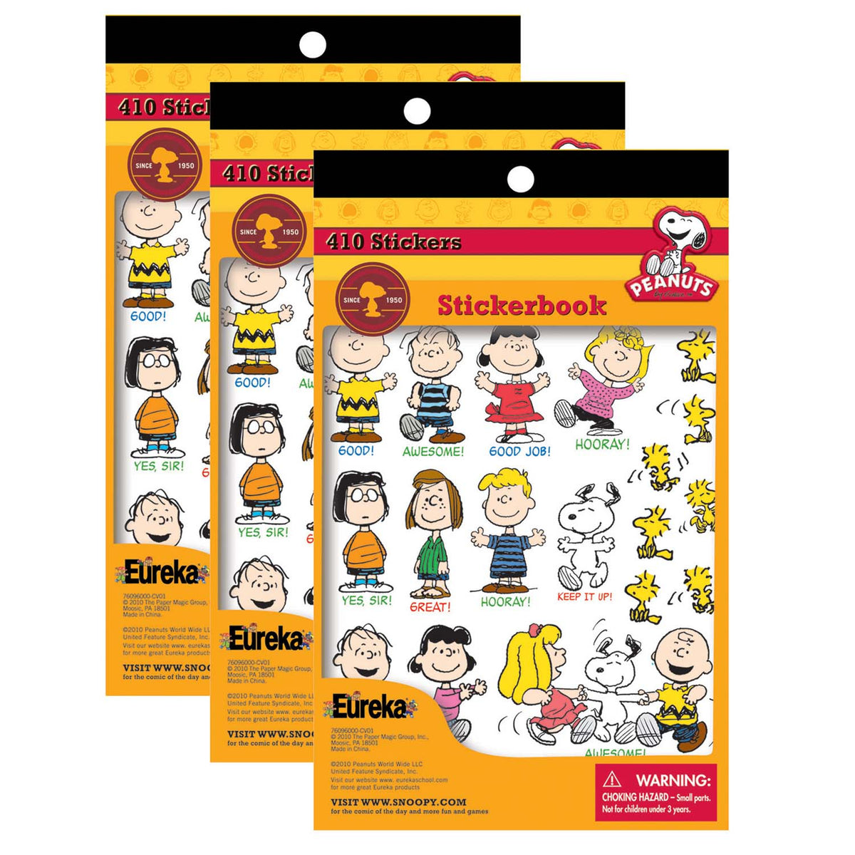 Peanuts® Sticker Book, 410 Stickers, Pack of 3