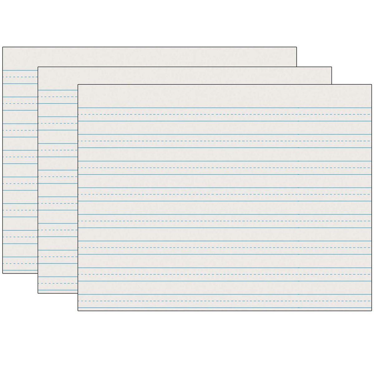 Newsprint Handwriting Paper, Skip-A-Line, Grade 3, 1/2" x 1/4" x 1/2" Ruled Long, 11" x 8-1/2", 500 Sheets Per Pack, 3 Packs