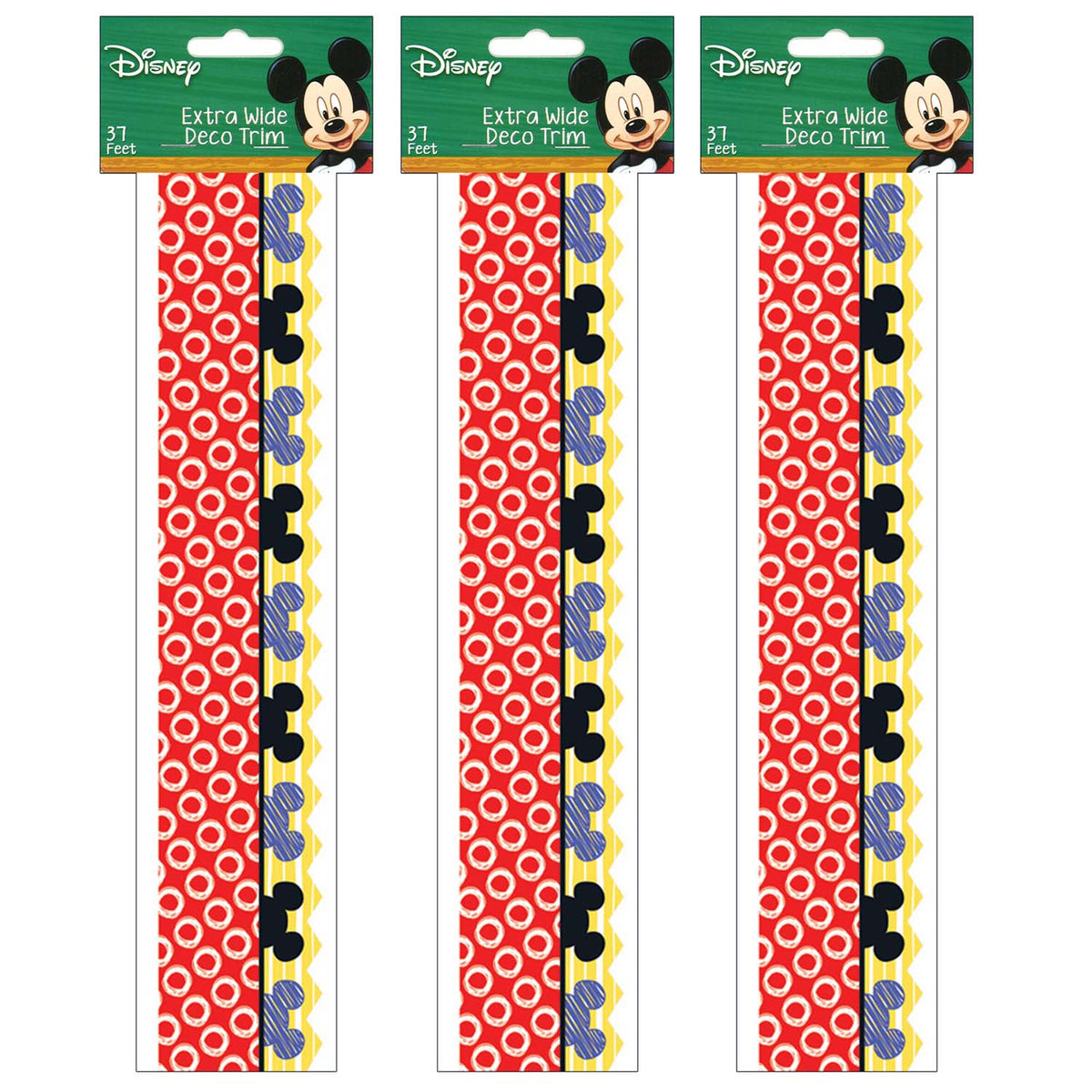 Mickey® Color Pop! Peeking Head Extra Wide Deco Trim®, 37 Feet Per Pack, 3 Packs