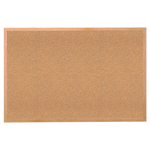 Natural Cork Bulletin Board with Wood Frame, 18"H x 24"W