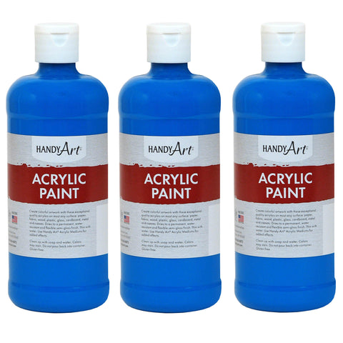 Acrylic Paint 16 oz, Cobalt Blue, Pack of 3