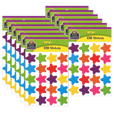 Bright Stars Stickers (die cut star shape), 120 Per Pack, 12 Packs