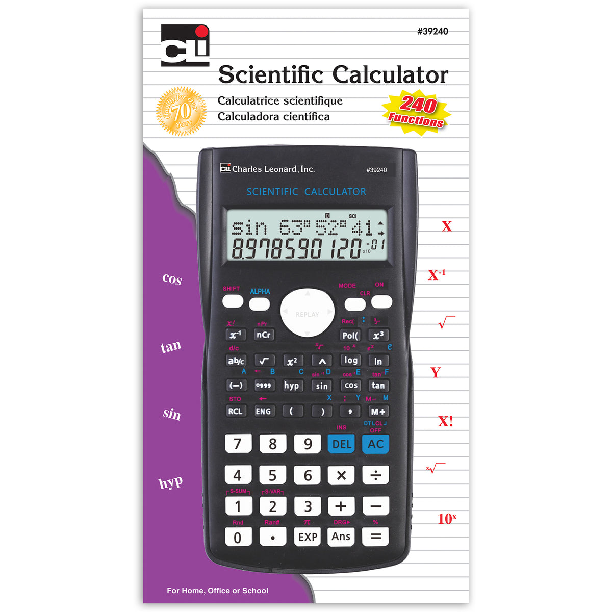 Scientific Calculator, 12 Digit, 240 Functions