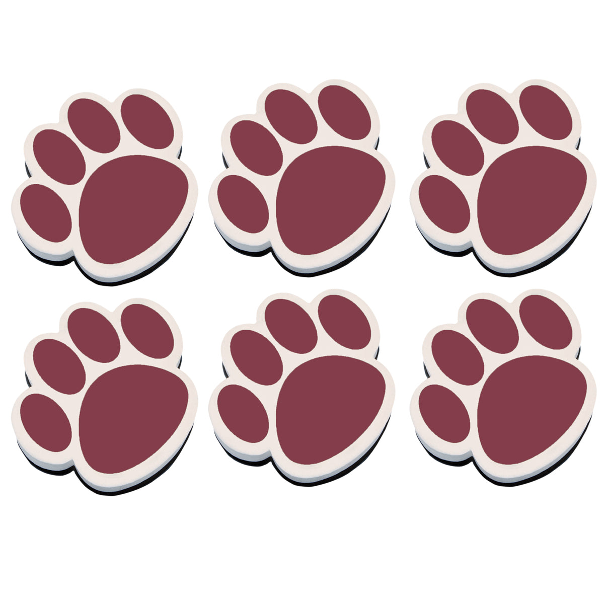 Magnetic Whiteboard Eraser, Maroon Paw,Pack of 6