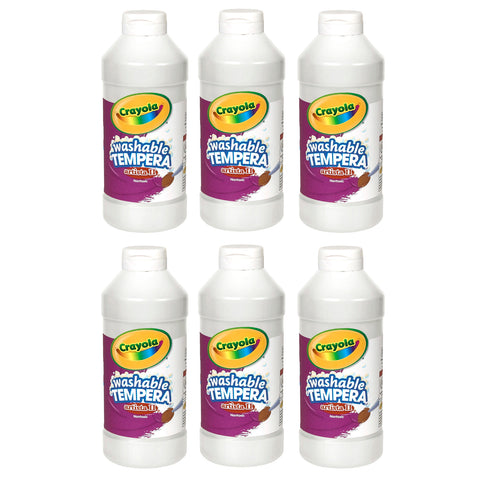 Artista II® Washable Liquid Tempera Paint, White, 16 oz. Bottles, Pack of 6