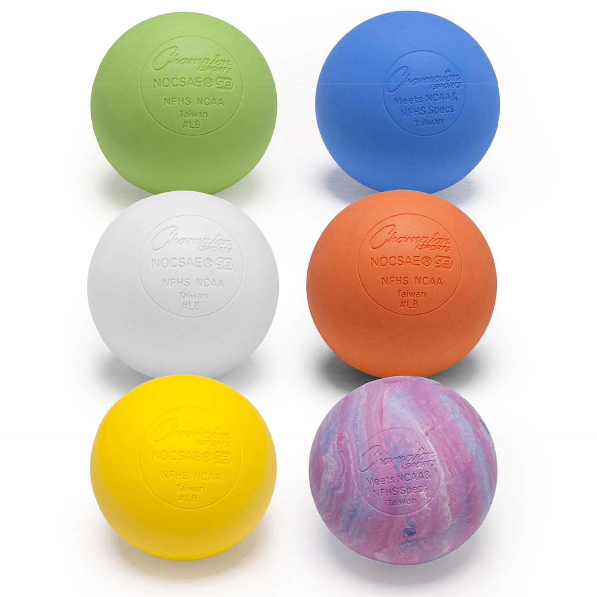 Official Lacrosse Ball Set, 6 Assorted Colors