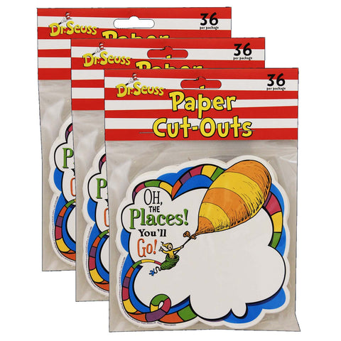 Dr. Seuss™ Oh The Places Paper Cut Outs, 36 Per Pack, 3 Packs