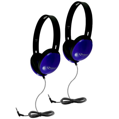 Primo Stereo Headphones, Blue, Pack of 2