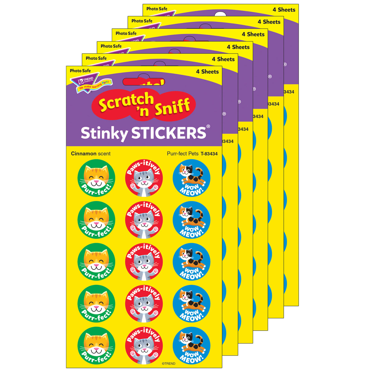 Purr-fect Pets/Cinnamon Stinky Stickers®, 60 Per Pack, 6 Packs