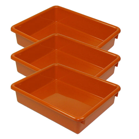 Stowaway® 3" Letter Tray no Lid, Orange, Pack of 3