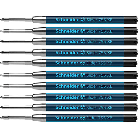 Slider 755 XB Ballpoint Pen Refill, Viscoglide Ink, Black, Pack of 10