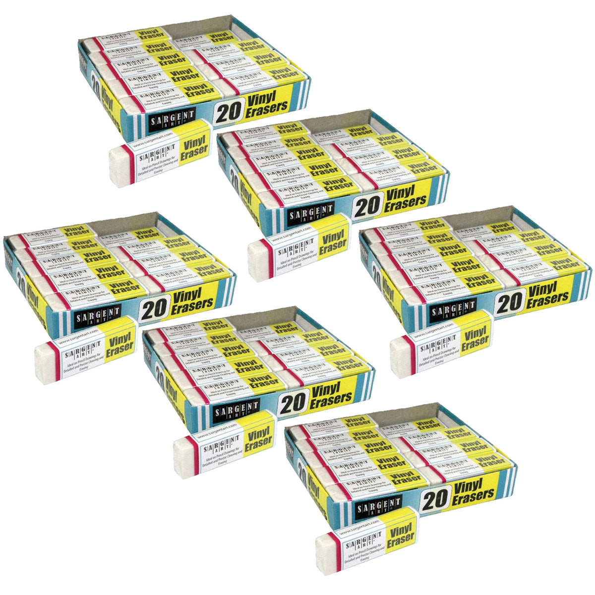 Vinyl Erasers Class Pack, 20 Per Pack, 6 Packs