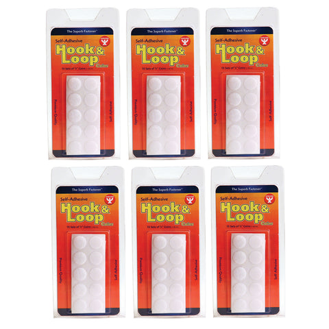 Hook & Loop Coins, 5/8", 15 Per Pack, 6 Packs