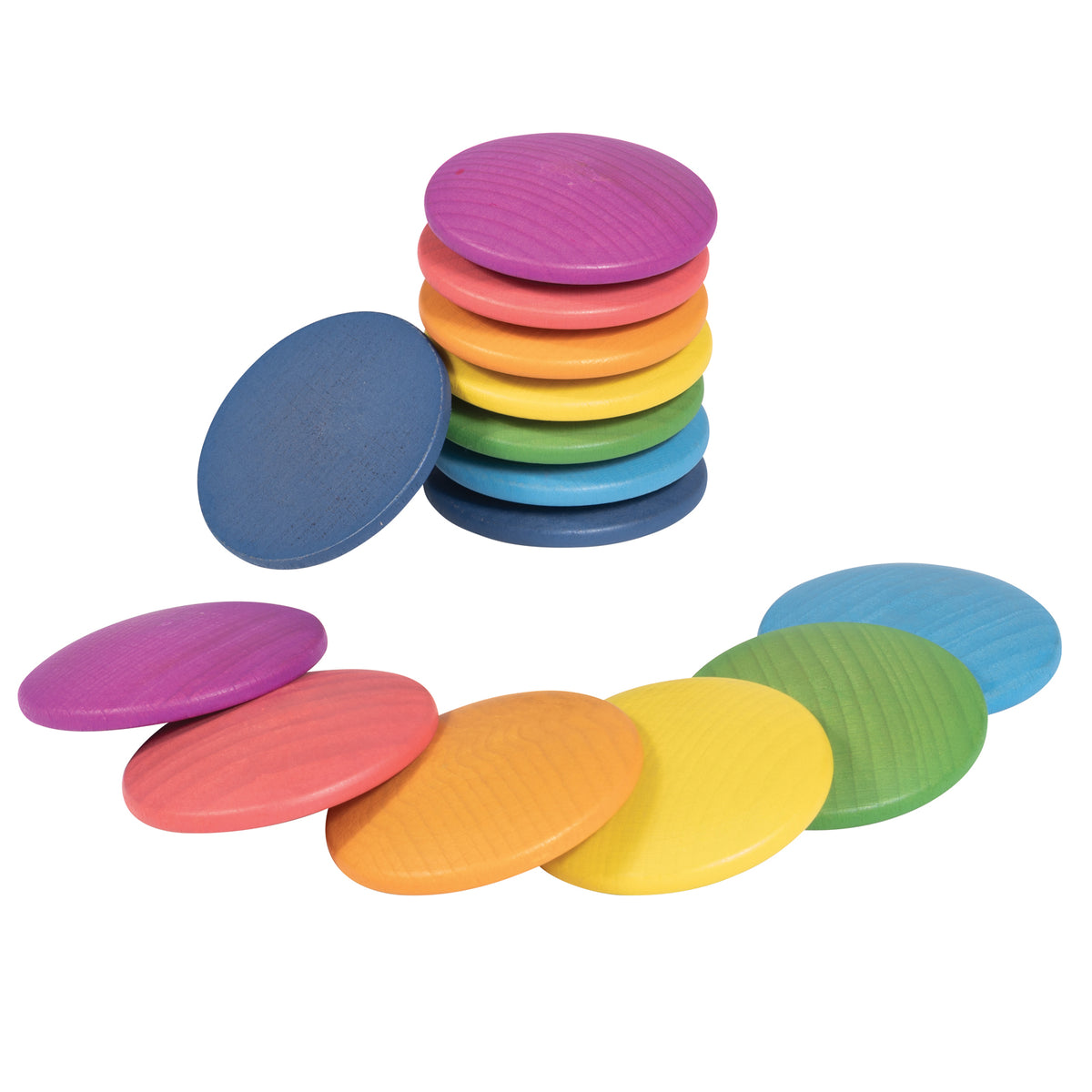 Rainbow Wooden Discs - Set of 14