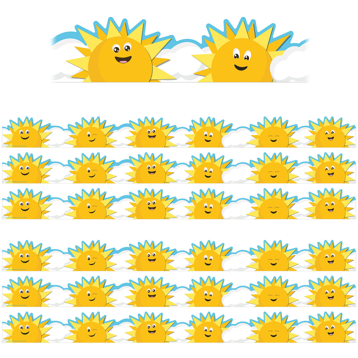 Growth Mindset Sun & Clouds Deco Trim® Extra Wide Die-Cut, 37 Feet Per Pack, 6 Packs