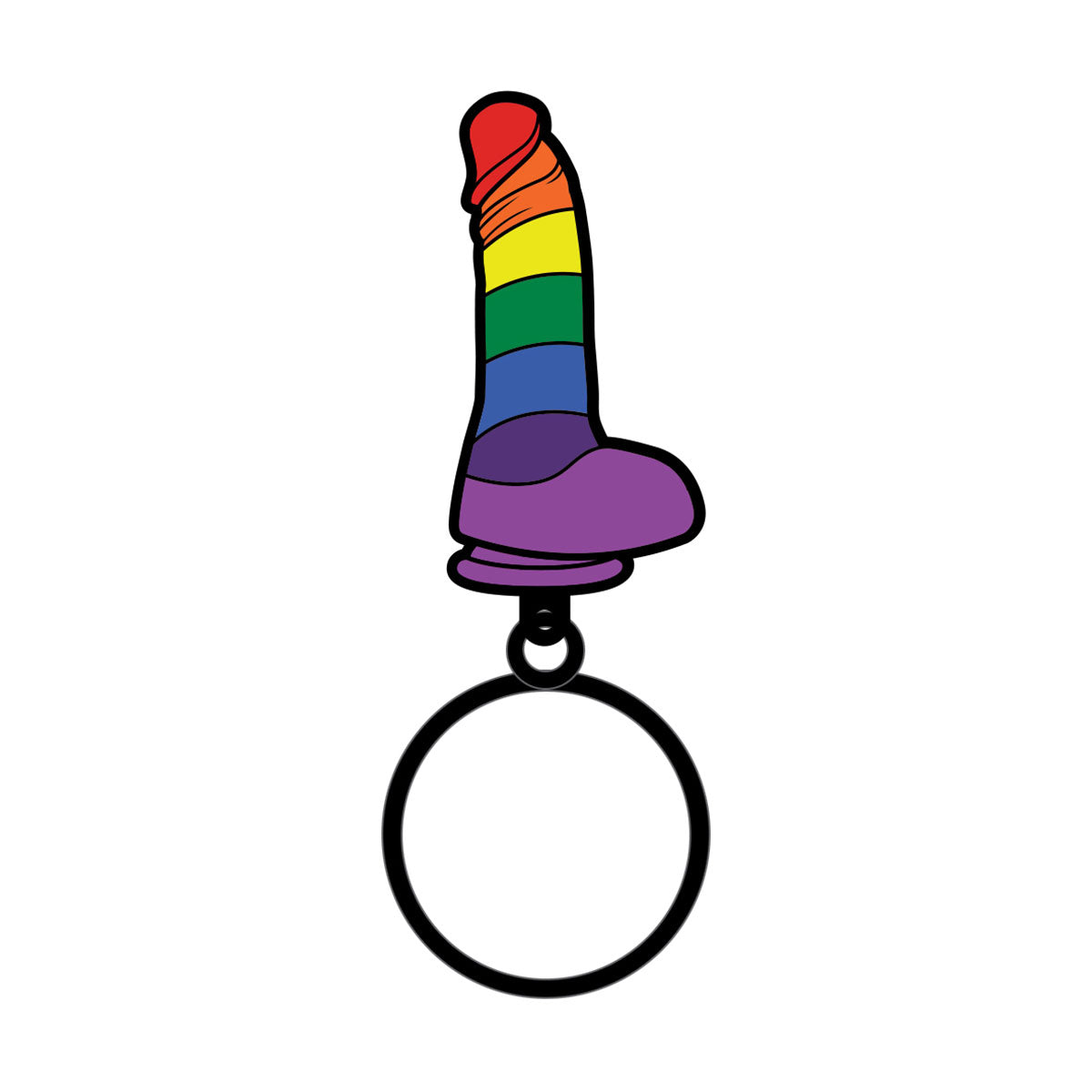 Wood Rocket Rainbow Dildo Keychain