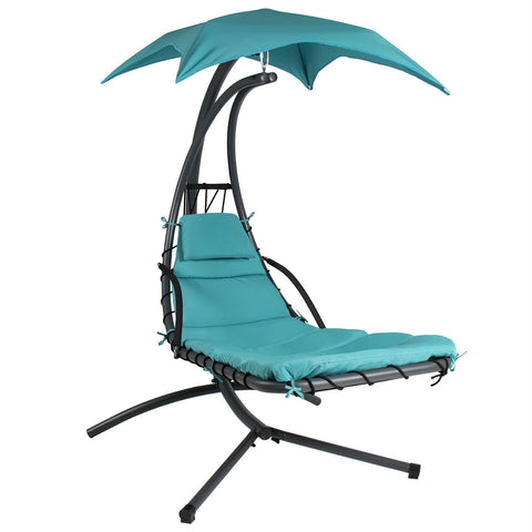 Teal Single Person Sturdy Modern Chaise Lounger Hammock Chair Porch Swing