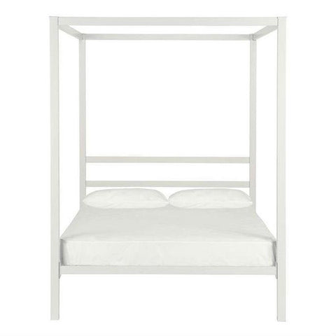 Full size Modern White Metal Canopy Bed Frame