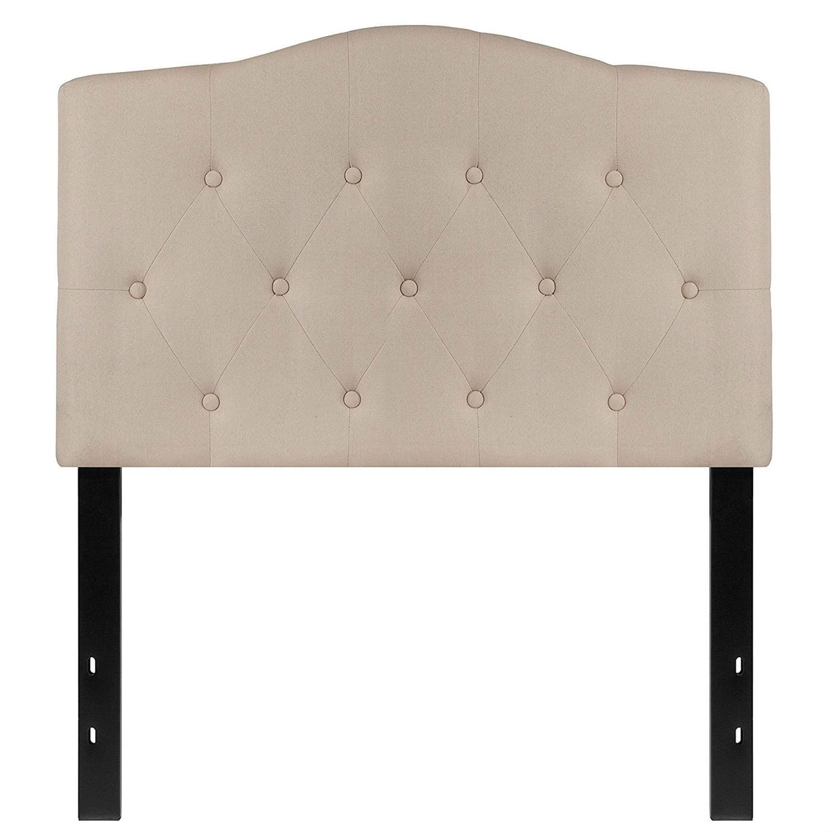 Twin size Beige Fabric Upholstered Button Tufted Headboard