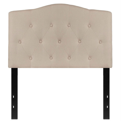 Twin size Beige Fabric Upholstered Button Tufted Headboard