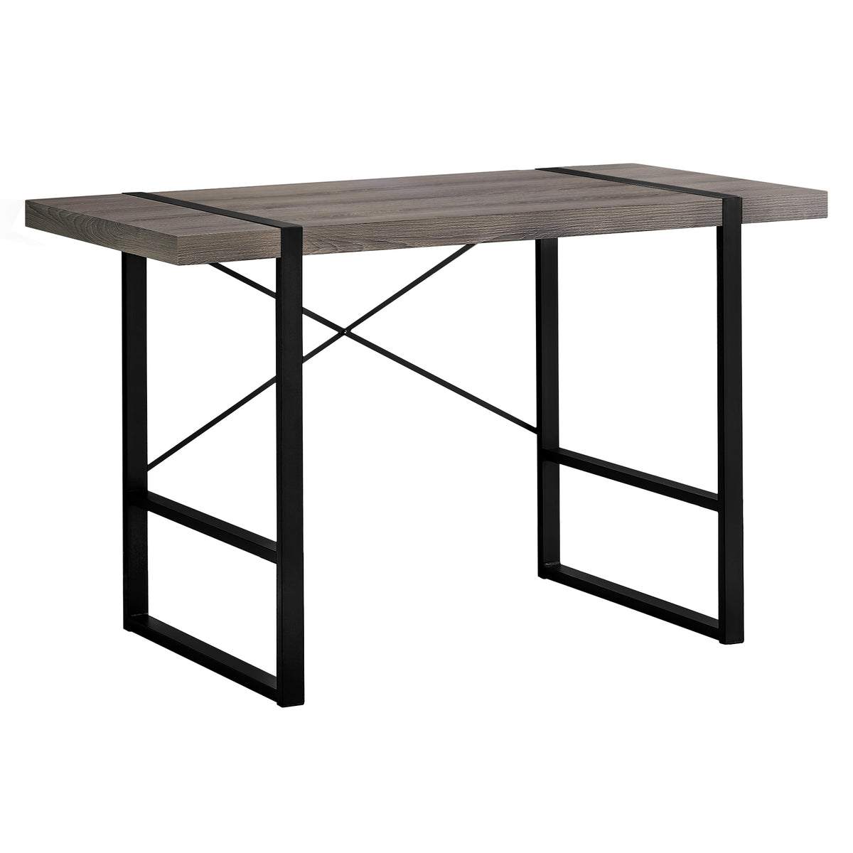 23.75" x 49" x 30" Dark TaupeBlack Metal Computer Desk