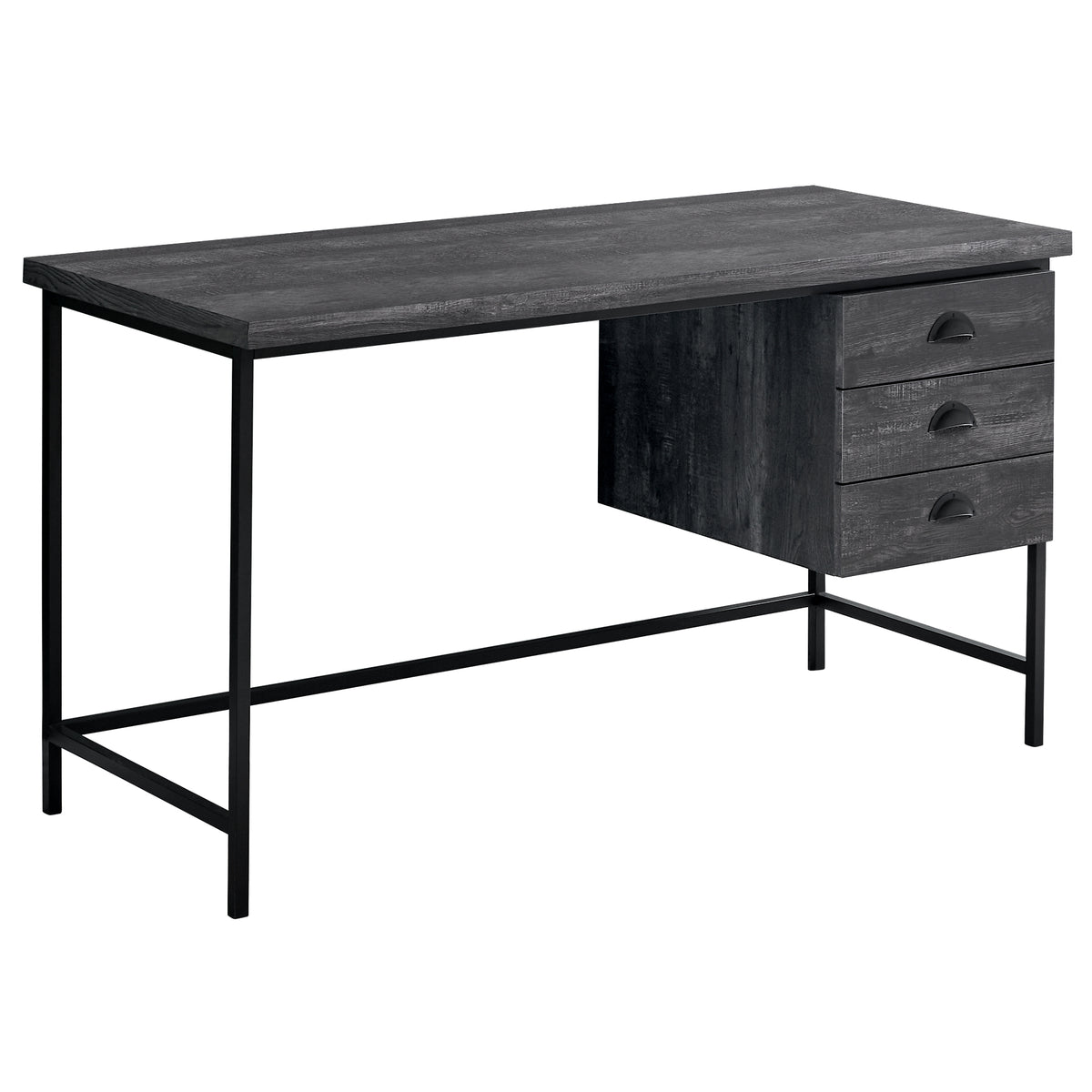 23.75" x 55.25" x 30" Black Particle Board Hollow Core Metal Computer Desk