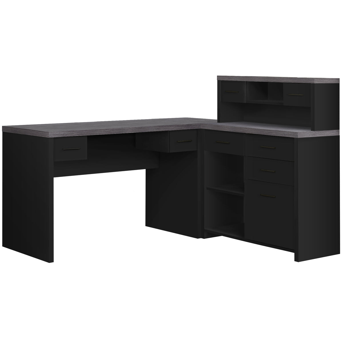 59" x 62.75" x 44.75" Black Grey Particle Board Hollow Core Computer Desk