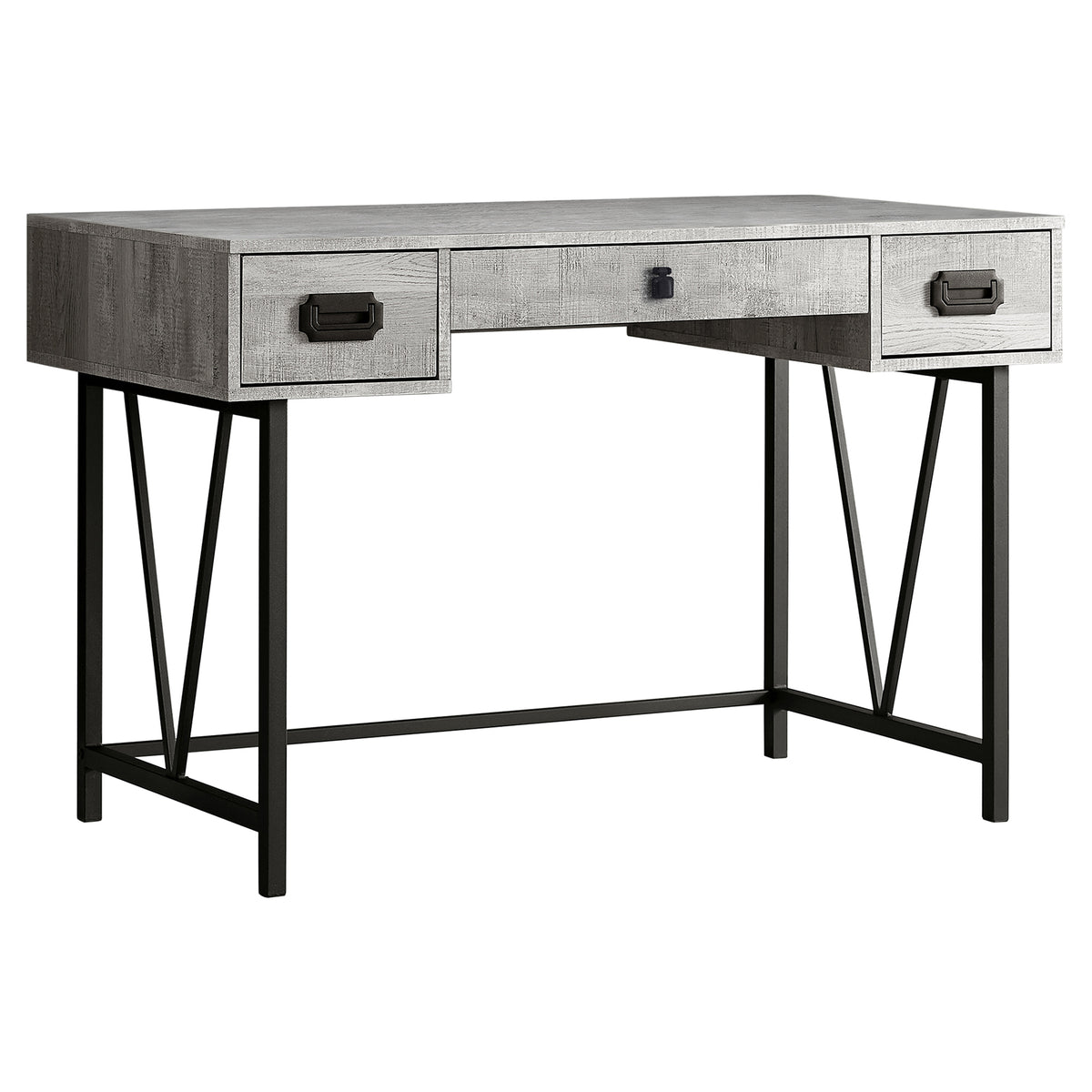 23.75" x 47.25" x 30.75" Grey Black Particle Board Hollow Core Metal Computer Desk