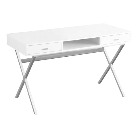 23.75" x 47.25" x 29.25" White Chrome Particle Board Metal Computer Desk