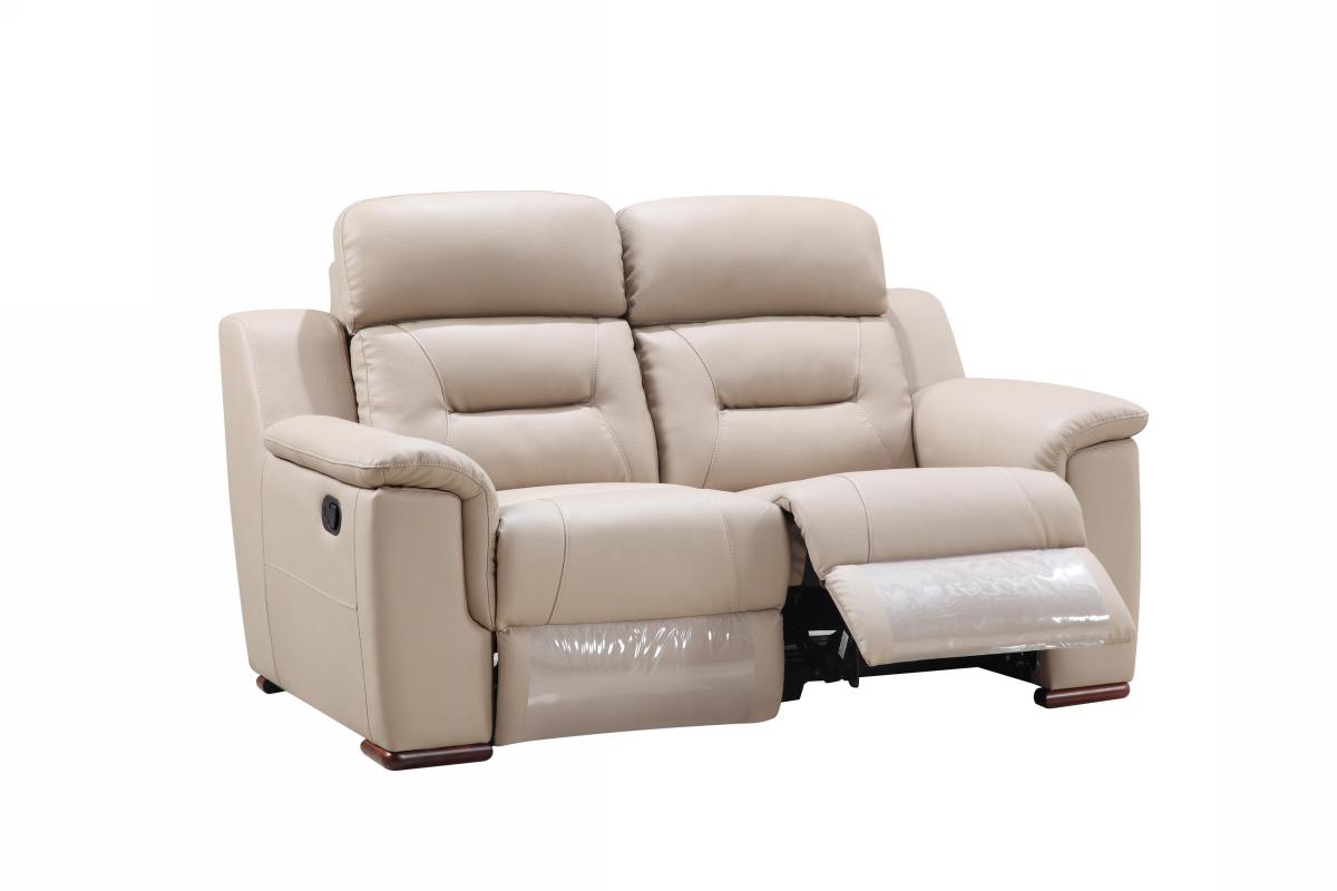 67'" X 41'" X 41'" Modern Beige Leather Loveseat