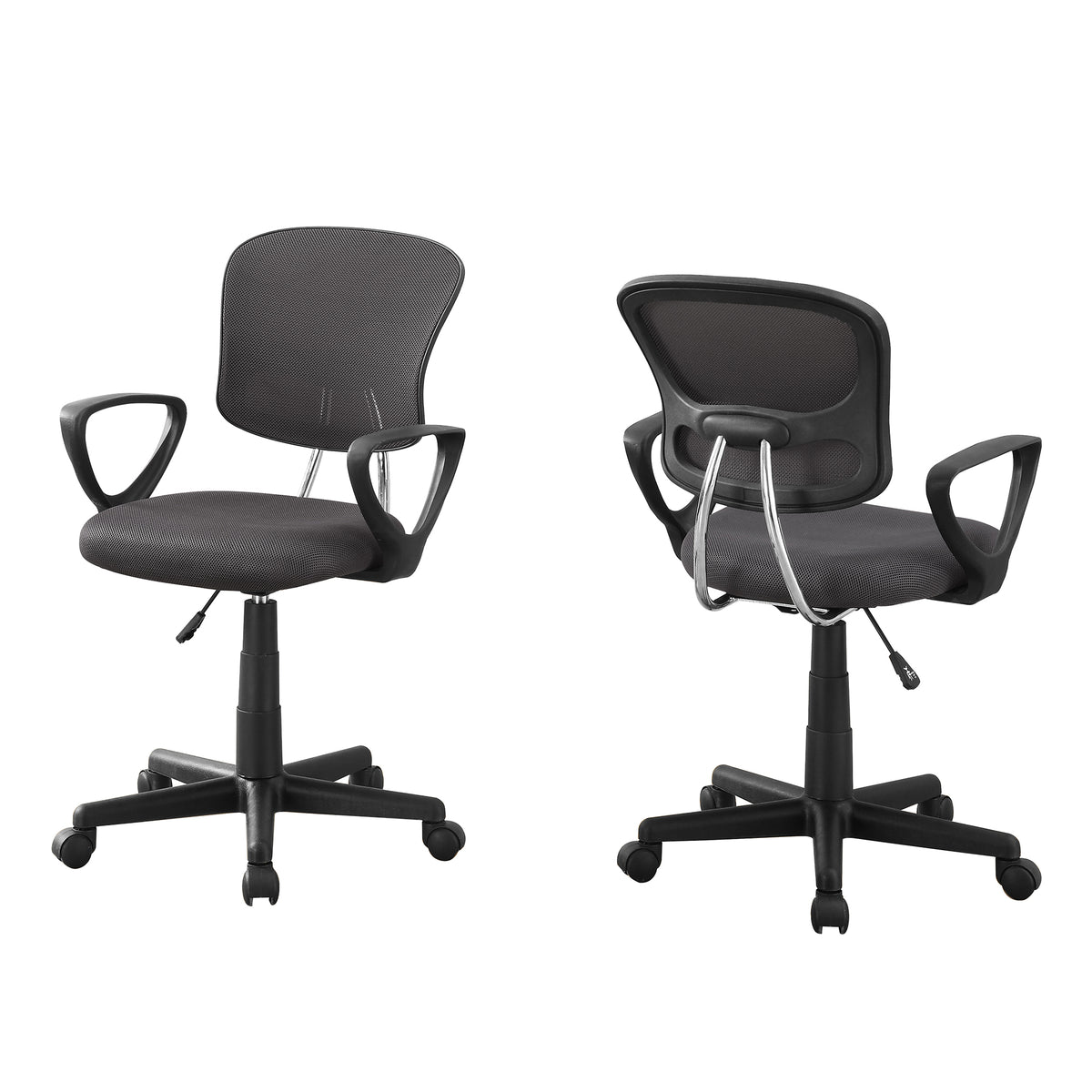 21.5" x 23" x 33" Grey Foam Metal Polypropylene Polyester Office Chair