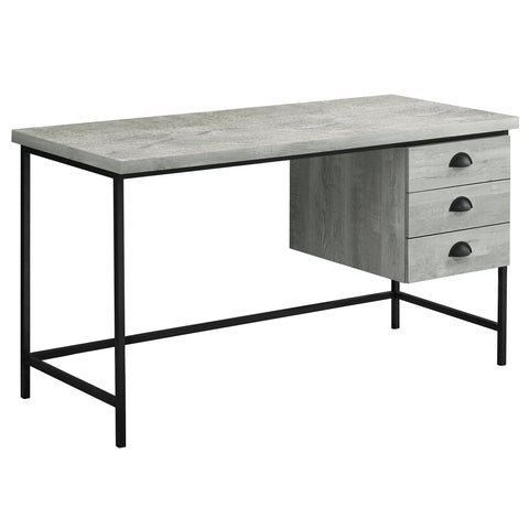 23.75" x 55.25" x 30" Grey Black Particle Board Hollow Core Metal Computer Desk