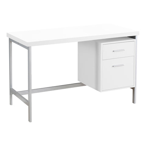 23.75" x 47.25" x 30.75" White Silver Particle Board Hollow Core Metal Computer Desk