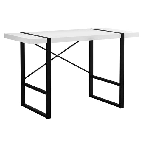 23.75" x 49" x 30" White Black Particle Board Hollow Core Metal Computer Desk