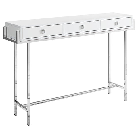 12" x 48" x 31.75" White Particle Board Metal Accent Table