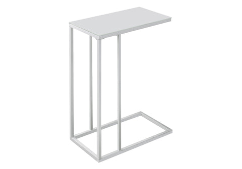 18.25" x 10.25" x 24" White Metal Tempered Glass Accent Table