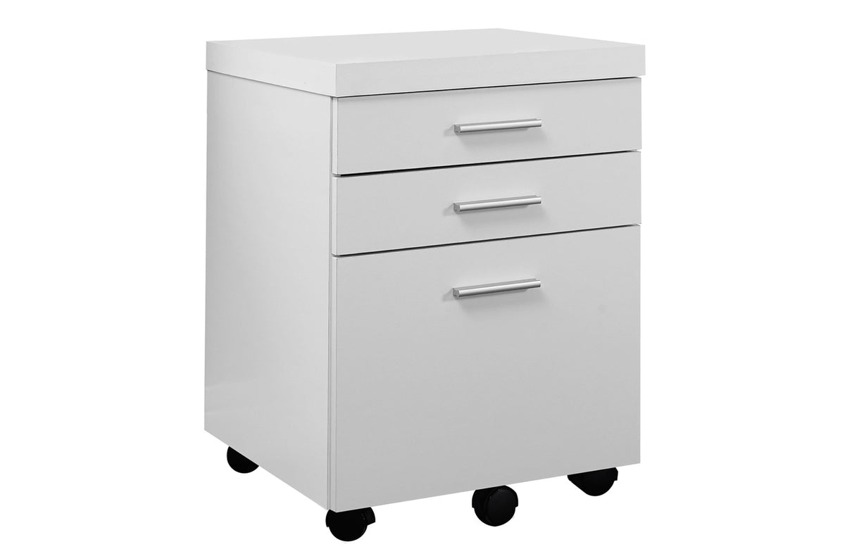 17.75" x 18.25" x 25.25" White Black Particle Board 3 Drawers Filing Cabinet