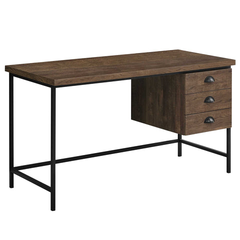 23.75" x 55.25" x 30" Brown Black Particle Board Hollow Core Metal Computer Desk