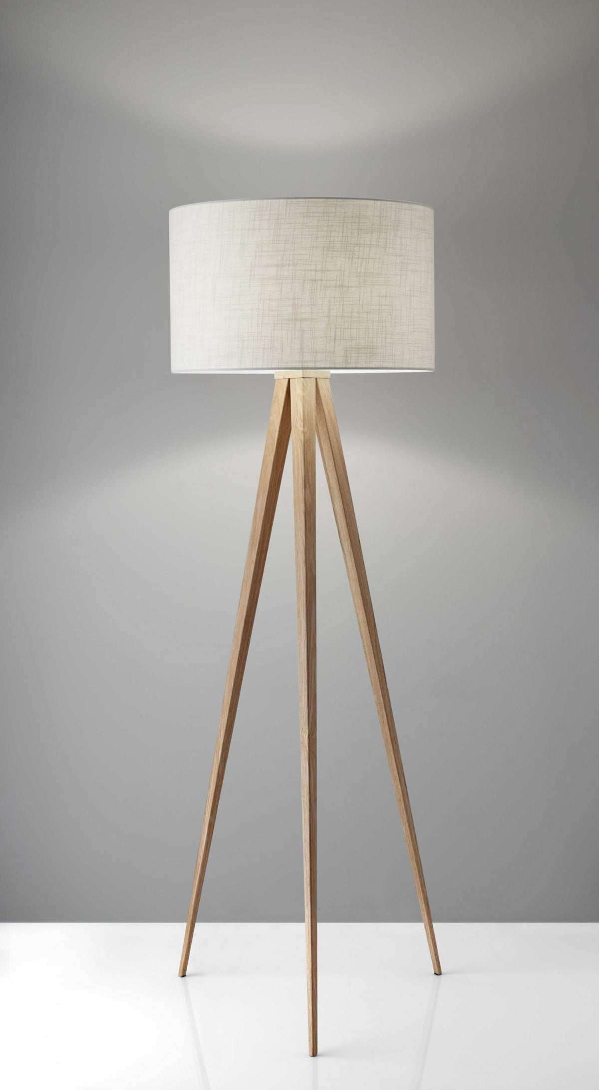 Treble Floor Lamp Three Natural Wood Finish Legs