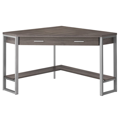 42" x 42" x 30" Dark Taupe Silver Particle Board Hollow Core Metal Computer Desk