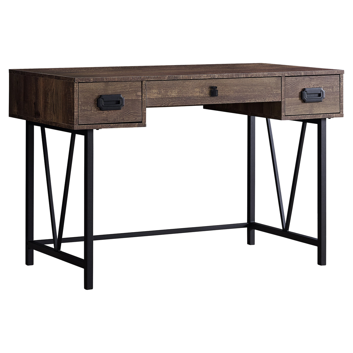 23.75" x 47.25" x 30.75" Brown Black Particle Board Hollow Core Metal Computer Desk