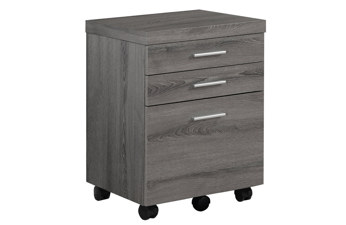 17.75" x 18.25" x 25.25" Dark Taupe Black Particle Board 3 Drawers Filing Cabinet