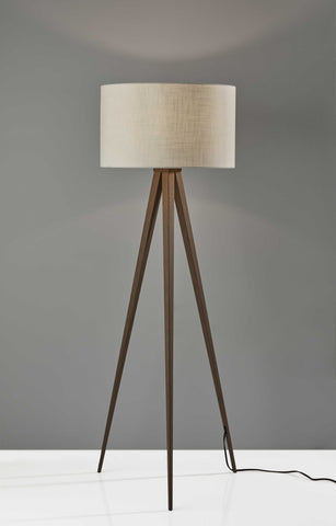 Treble Floor Lamp Three Walnut Finish Legs